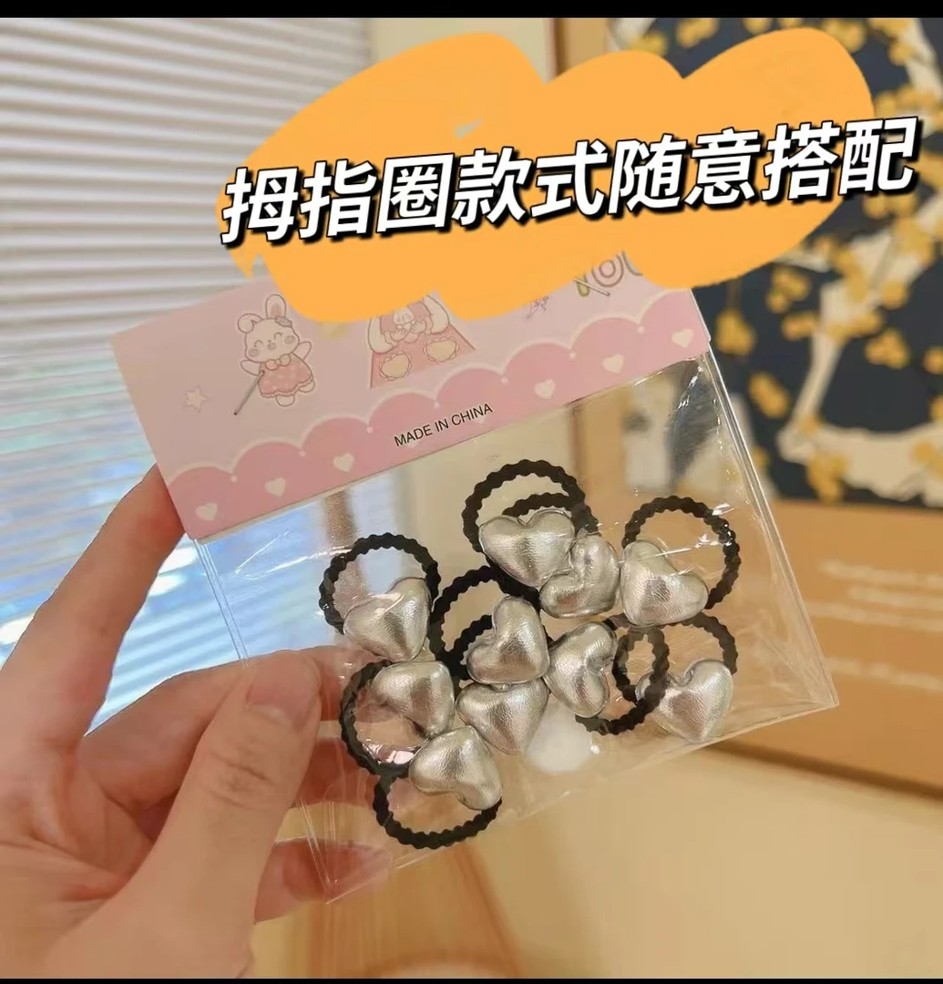 卡通小猫女宝拇指圈可爱皮筋红色卡通网红宝宝发圈圣诞甜