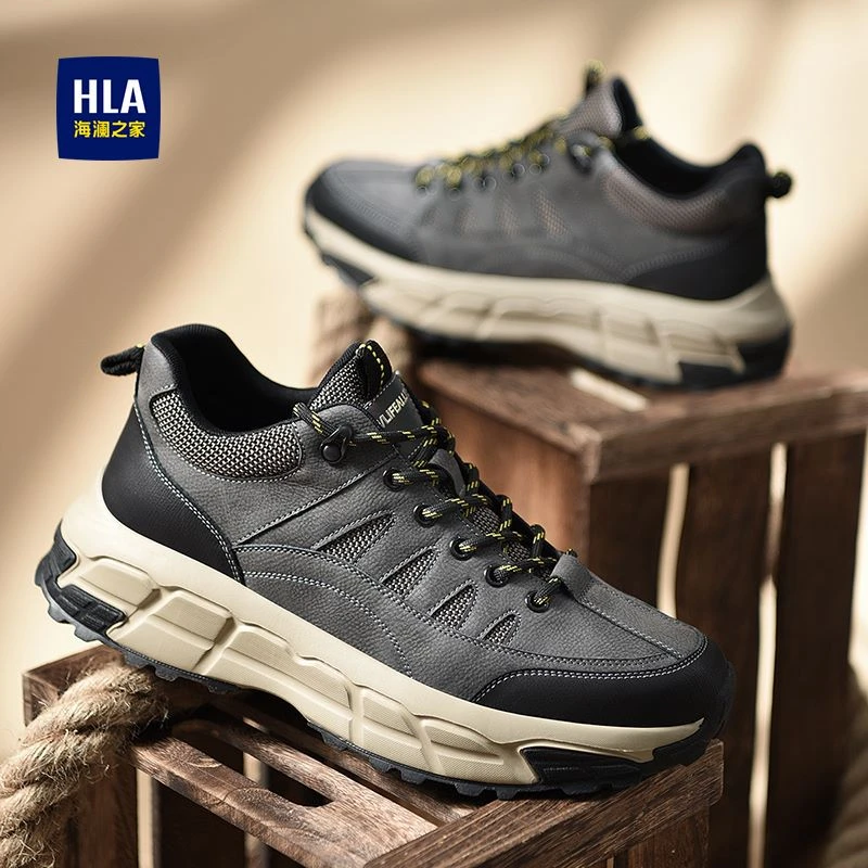 HLA/海澜之家男鞋2024新款男士户外登山休闲鞋工装鞋防滑运动鞋子