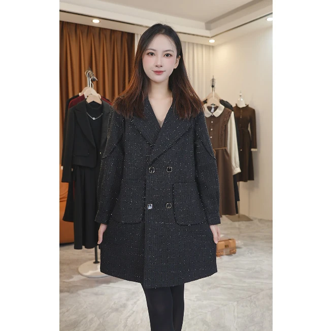 新款2024秋冬女气质名媛洋气时尚毛呢大衣M725