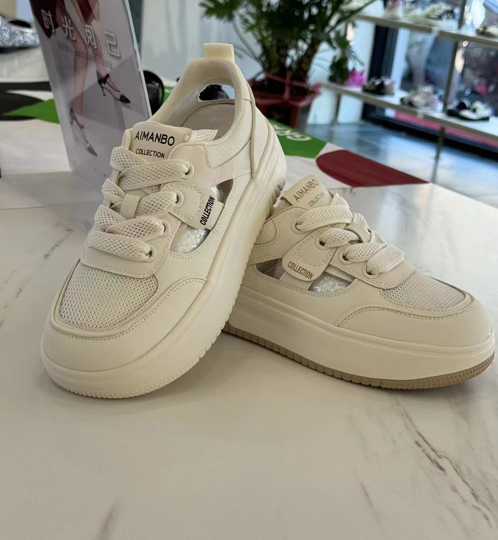 F796漫步佳人夏季单网超轻厚底小白鞋