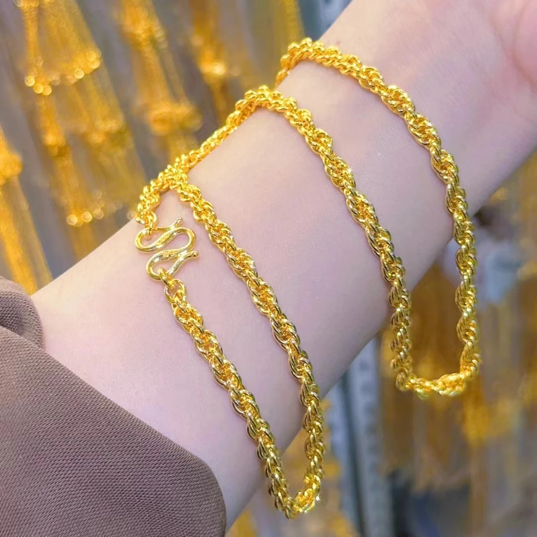 合金项链 经典百搭【麻花项链】轻奢时尚 气质潮流精致金色情侣款