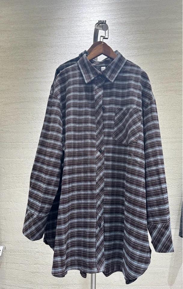 磨毛格子长袖衬衫时尚休闲百搭宽松加厚秋冬上衣