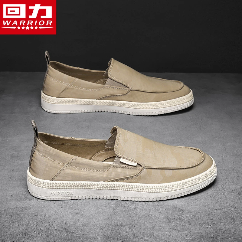 Warrior/回力男鞋一脚蹬布鞋2024夏季新款低帮休闲一脚蹬软底板鞋