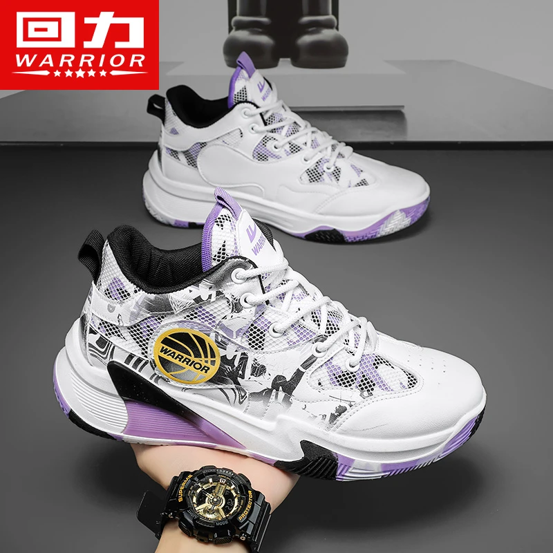 Warrior/回力2024秋冬新款防滑耐磨高帮网面运动鞋子学生休闲鞋子