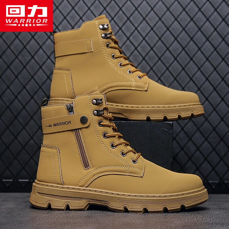 Warrior/回力男鞋马丁靴男2023年秋冬新款高帮英伦风工装靴0635HB