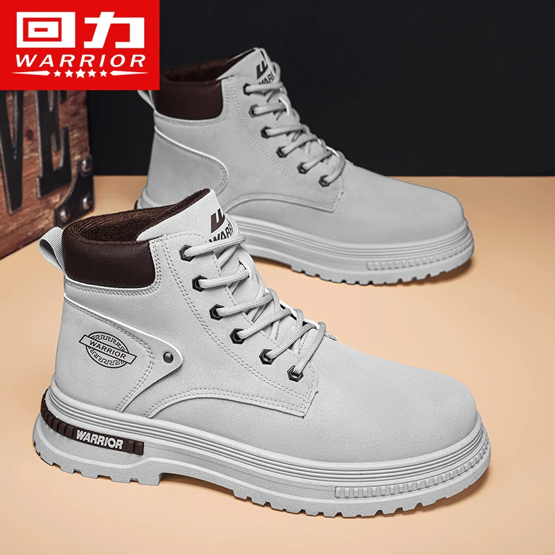 Warrior/回力马丁靴男款2024秋季高帮百搭英伦风休闲工装男鞋