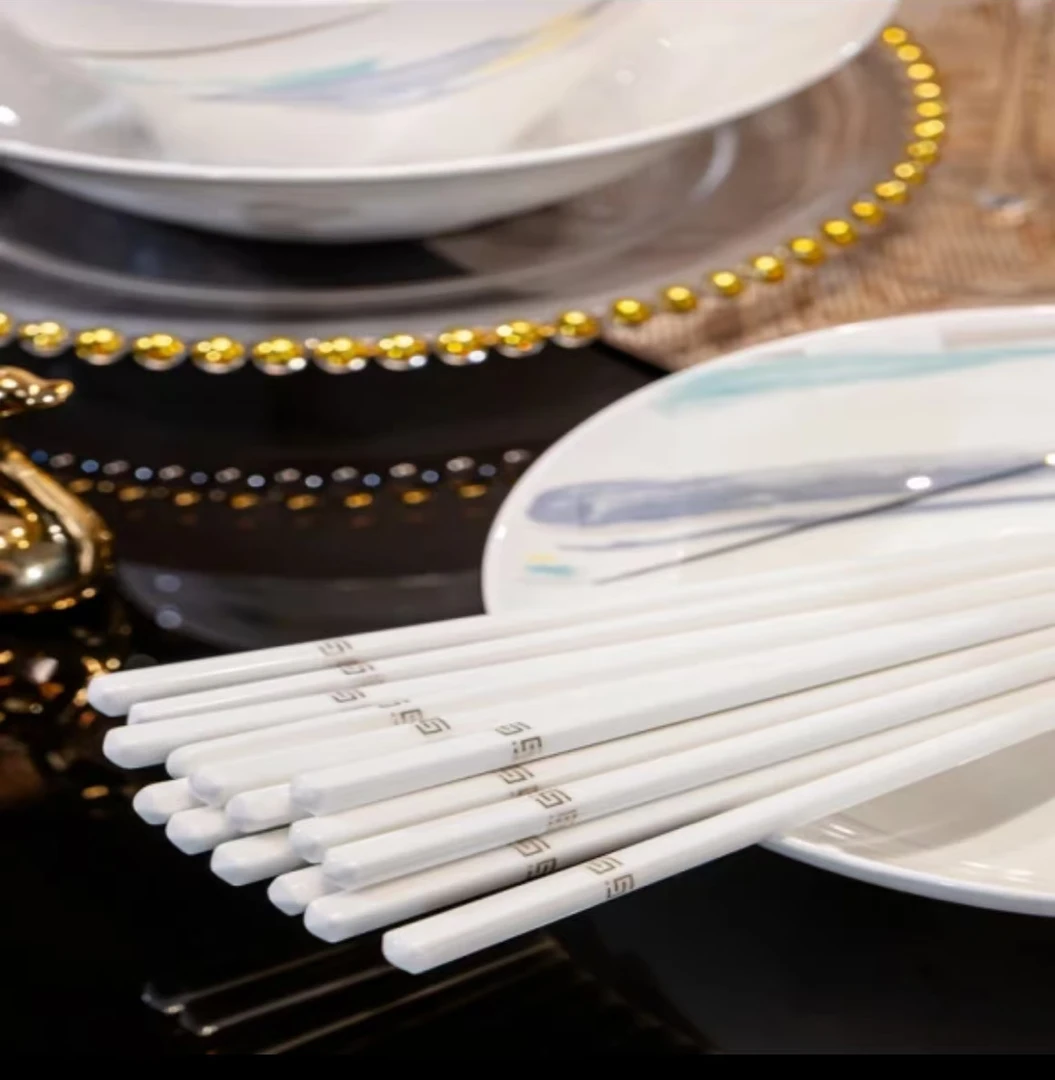 陶瓷筷子十双高档轻奢中式家用创意陶瓷