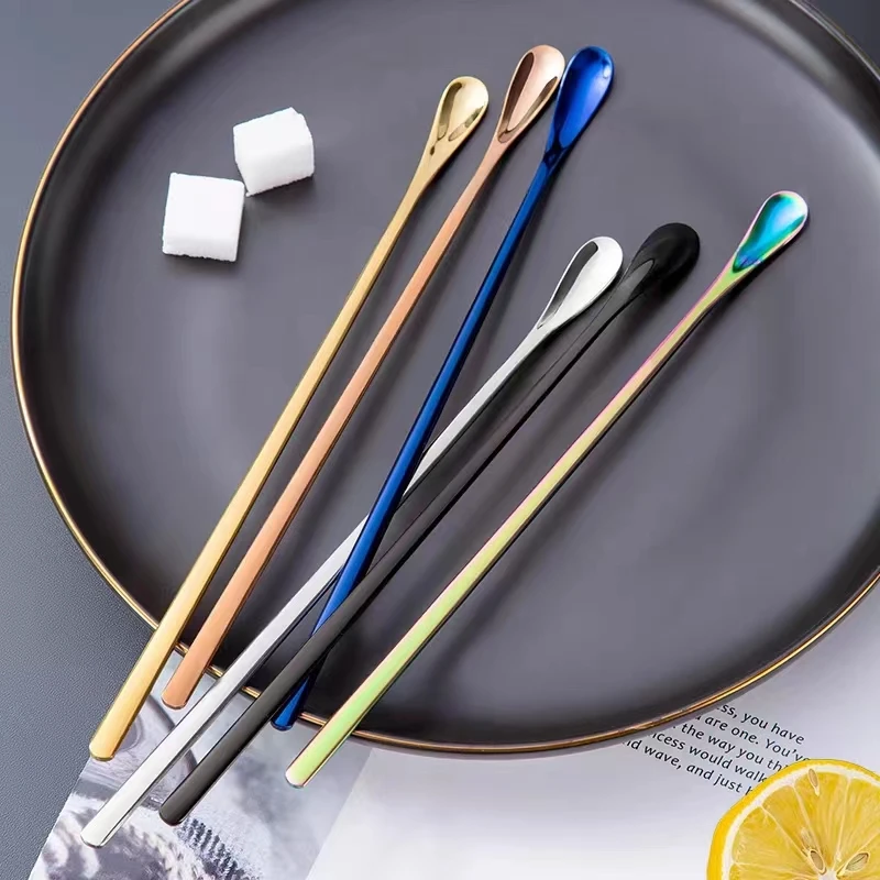 日式304不锈钢搅拌棒 长柄加厚搅拌咖啡勺甜品马克杯酒吧调酒调羹