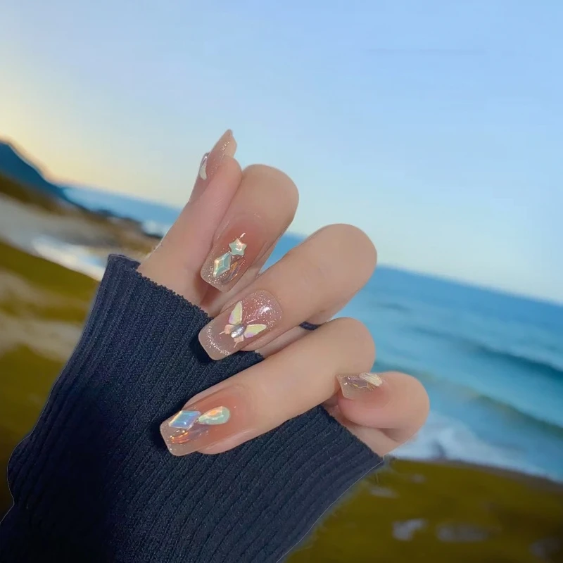 （中长款）蝶之翼美甲贴片2024年新款穿戴甲气质高级感显白假指甲贴