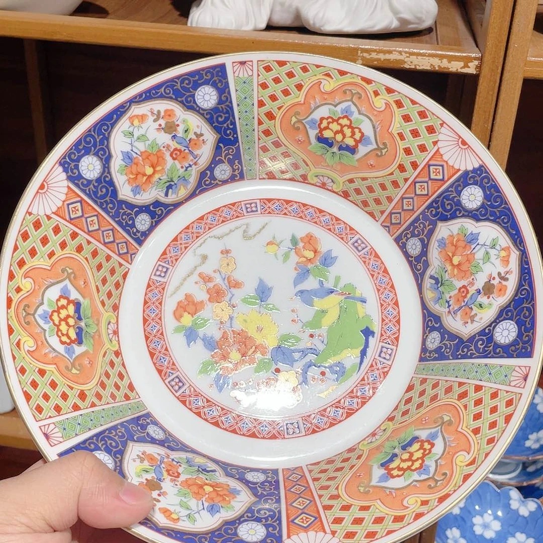 赤绘眉山底款满内绘青花赤绘金彩伊万里超大深钵