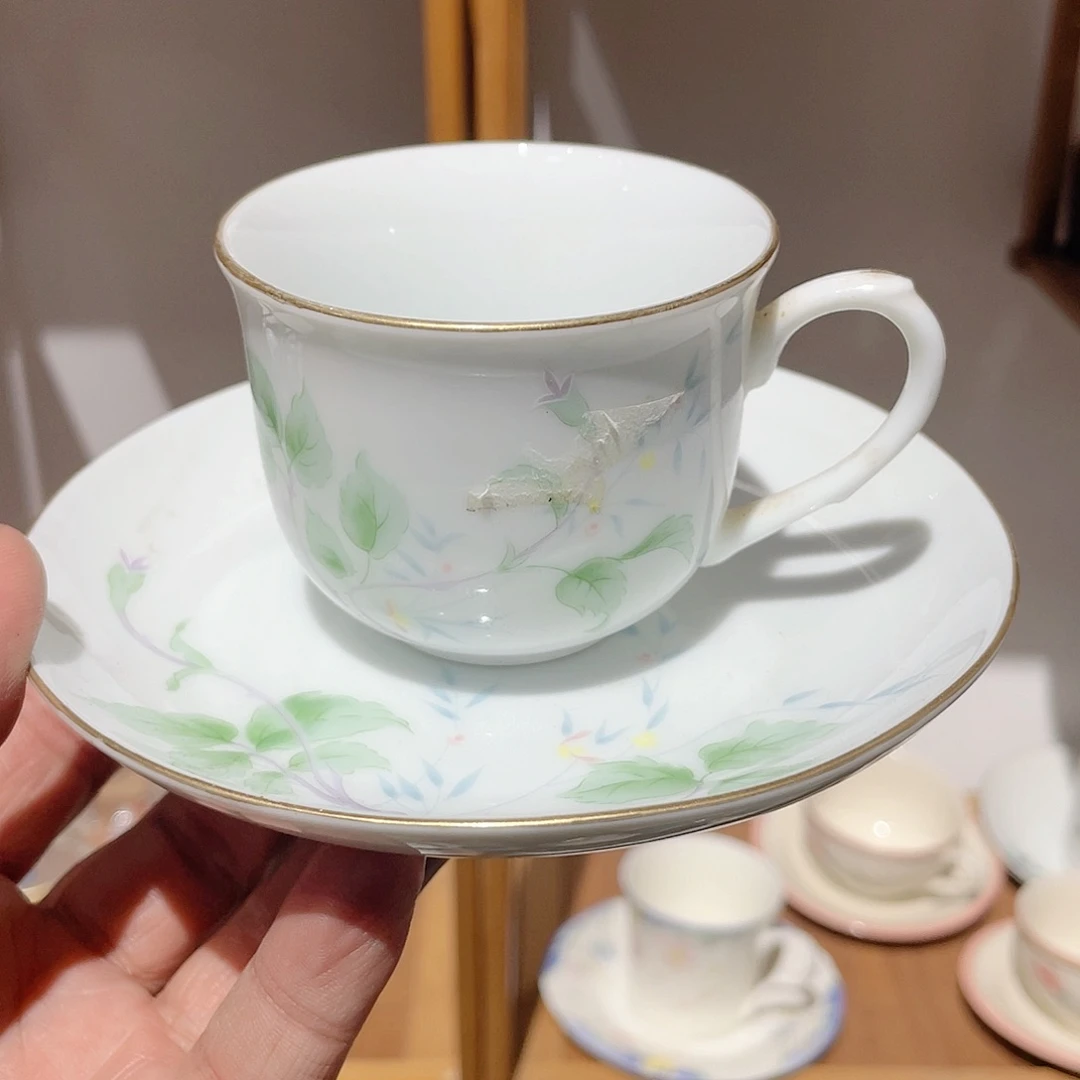 中骨瓷底款彩绘咖啡杯套装