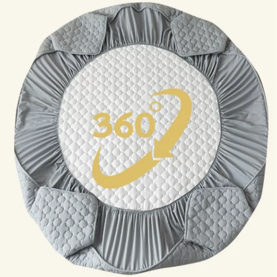 加厚夹棉床笠180*200纯色简约四季床罩床单床垫防尘罩绗缝轻奢