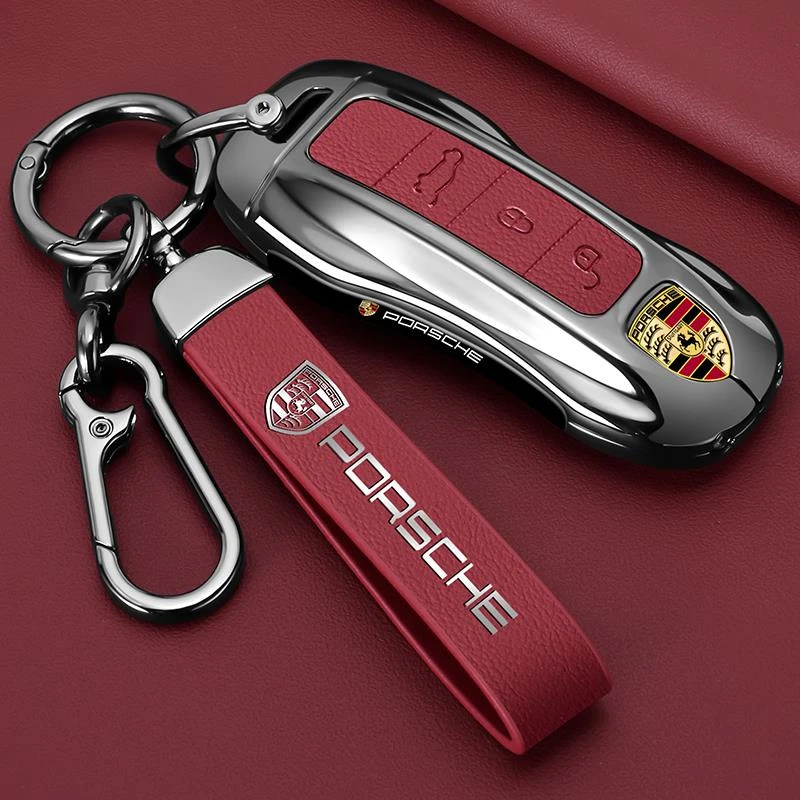 保时捷钥匙套卡宴专用macan波尔多红911帕拉梅拉用品Taycan壳扣包