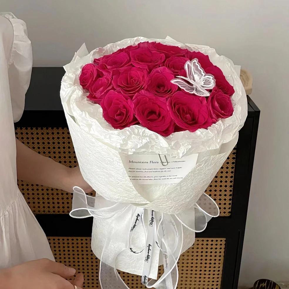 【恒文】新款手工石纹肌理纸褶皱鲜花包装纸韩式花艺资材手工礼物