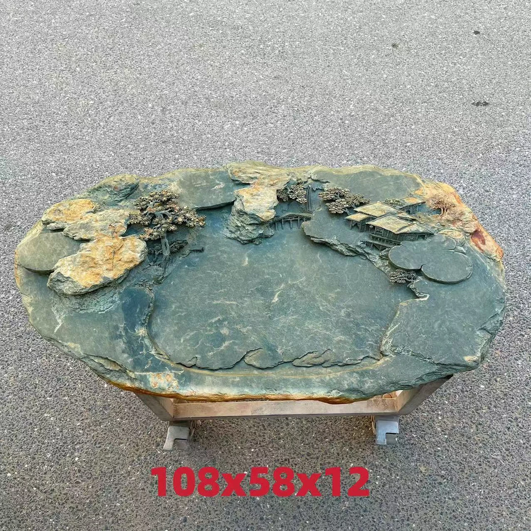 肇庆端砚宋坑仿古铜钱系列华夏文明题材天然原石茶盘