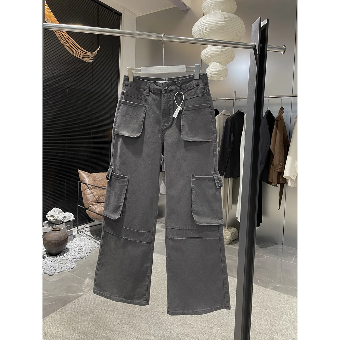 灰色阔腿工装牛仔裤88867