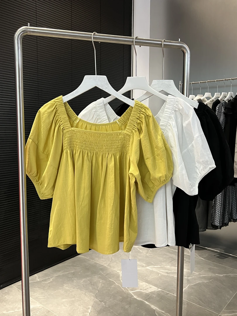 泡泡袖方领衬衣9328-8（清）