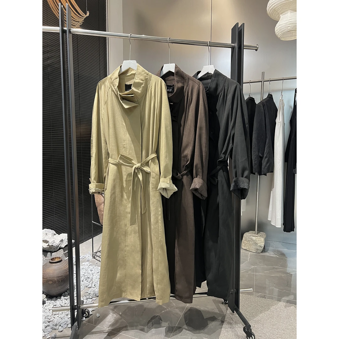 高个子款 宽松大版长款风衣外套A60093