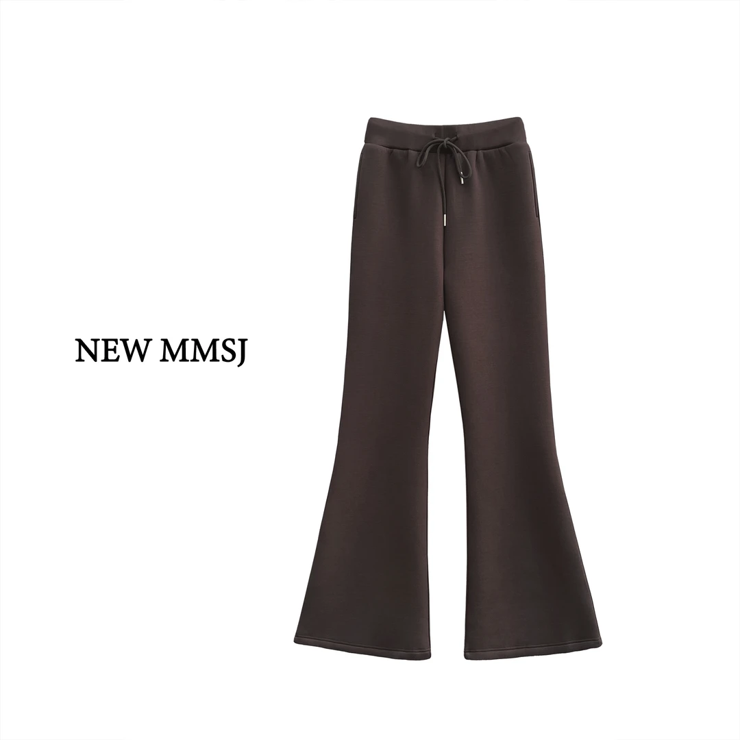 NEW MMSJ（秋日街头）显瘦显腿长卫衣棉深咖喇叭裤（清）