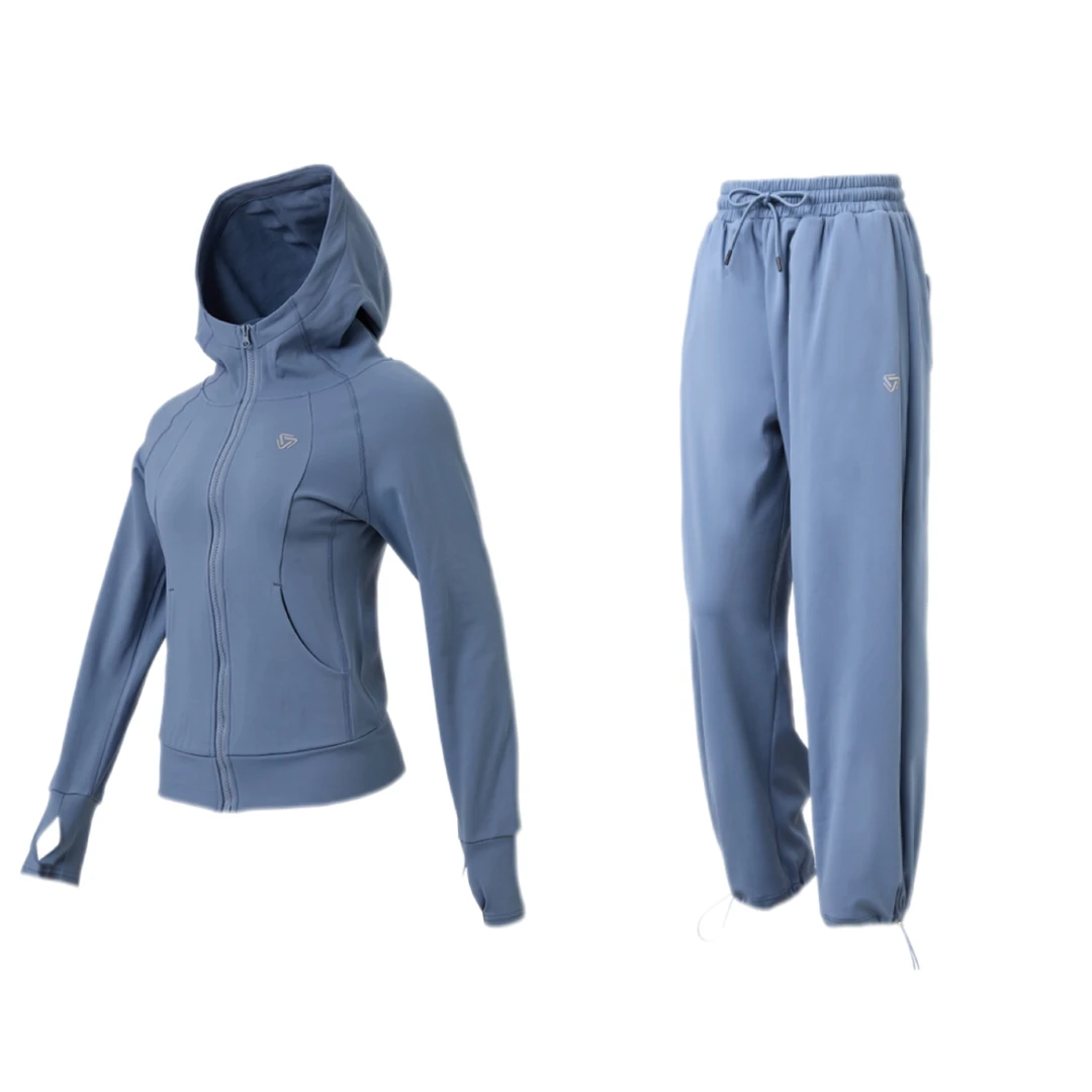 【爆款清库】科里芙秋冬加绒保暖休闲弹力连帽拉链瑜伽长袖运动服