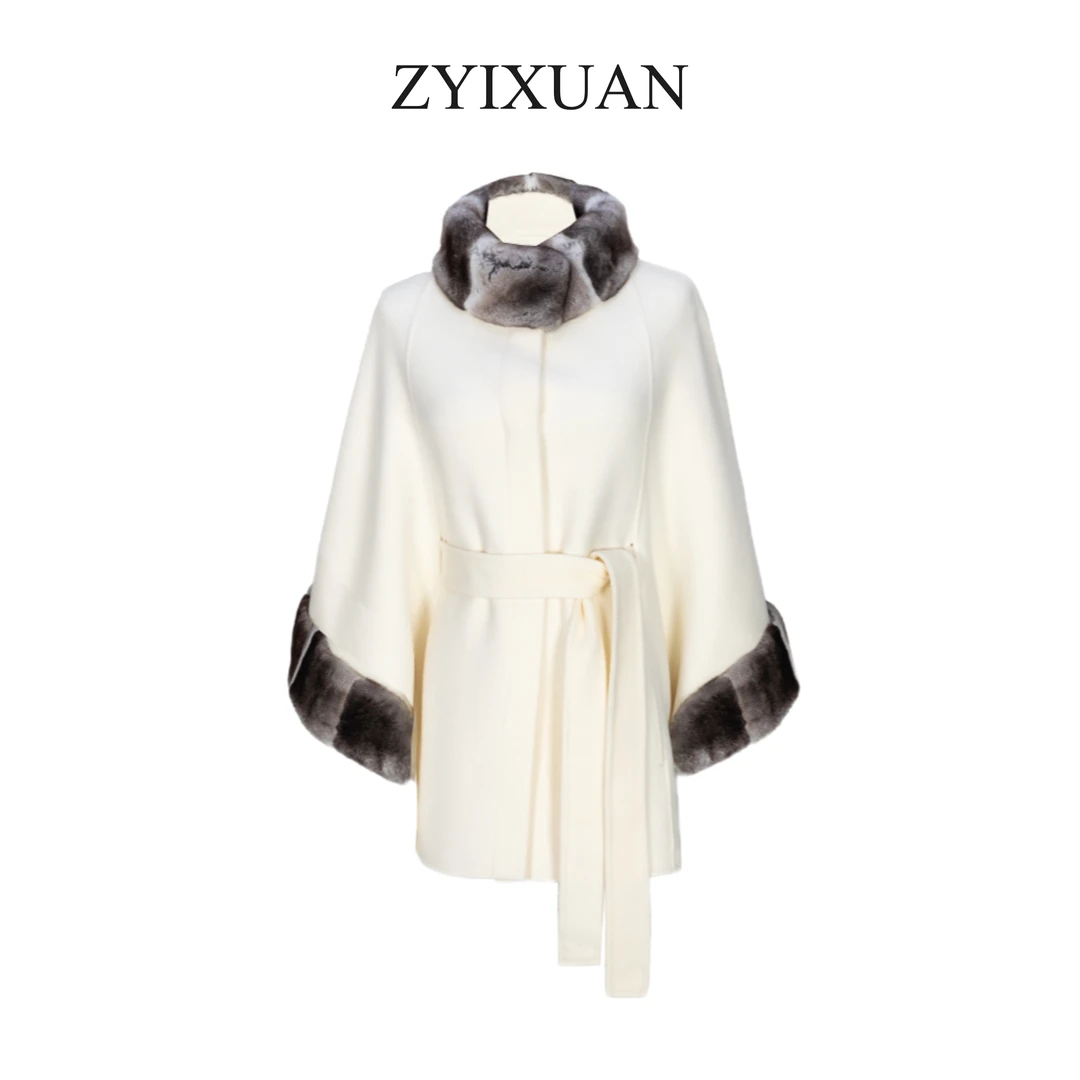 KZXY【爱尔兰漫步白色】青紫蓝冬季气质斗篷 ZYX21016-1