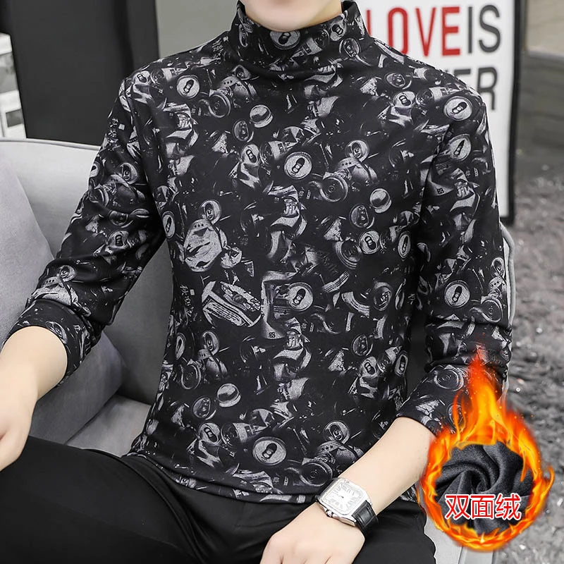 30-50岁冬天男士中青年德绒半高领保暖男装上衣韩版痞帅内搭潮牌