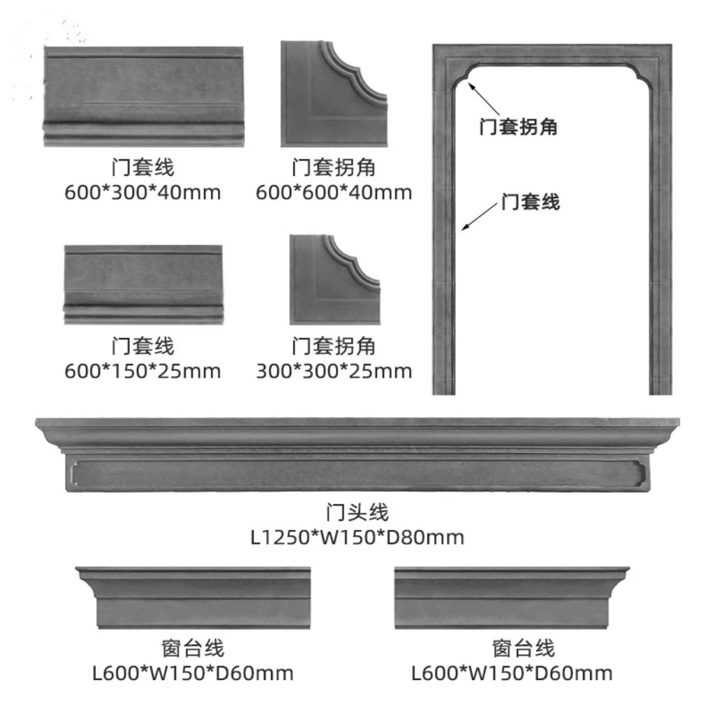 新中式砖雕窗套线仿古门套线徽派建筑庭院线条窗户包边线条窗台线