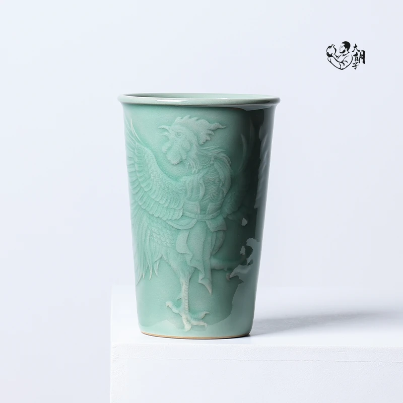 龙泉土人斋青瓷 乐在其中大吉大利 可乐杯 家用大号陶瓷茶杯