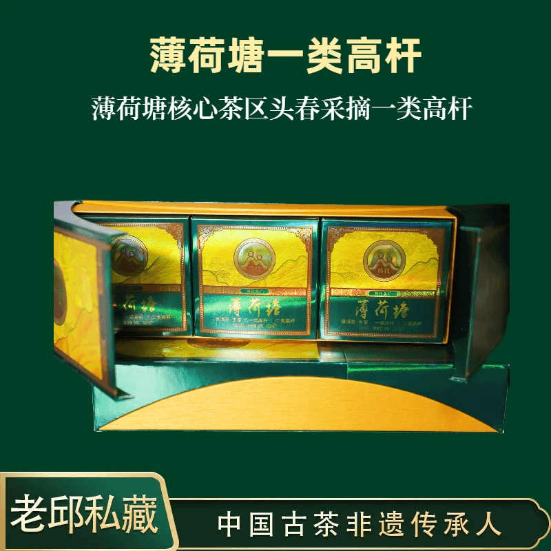 传代品牌薄荷塘一类高杆 非遗生茶 长条礼盒8g/盒 源头周塘主家