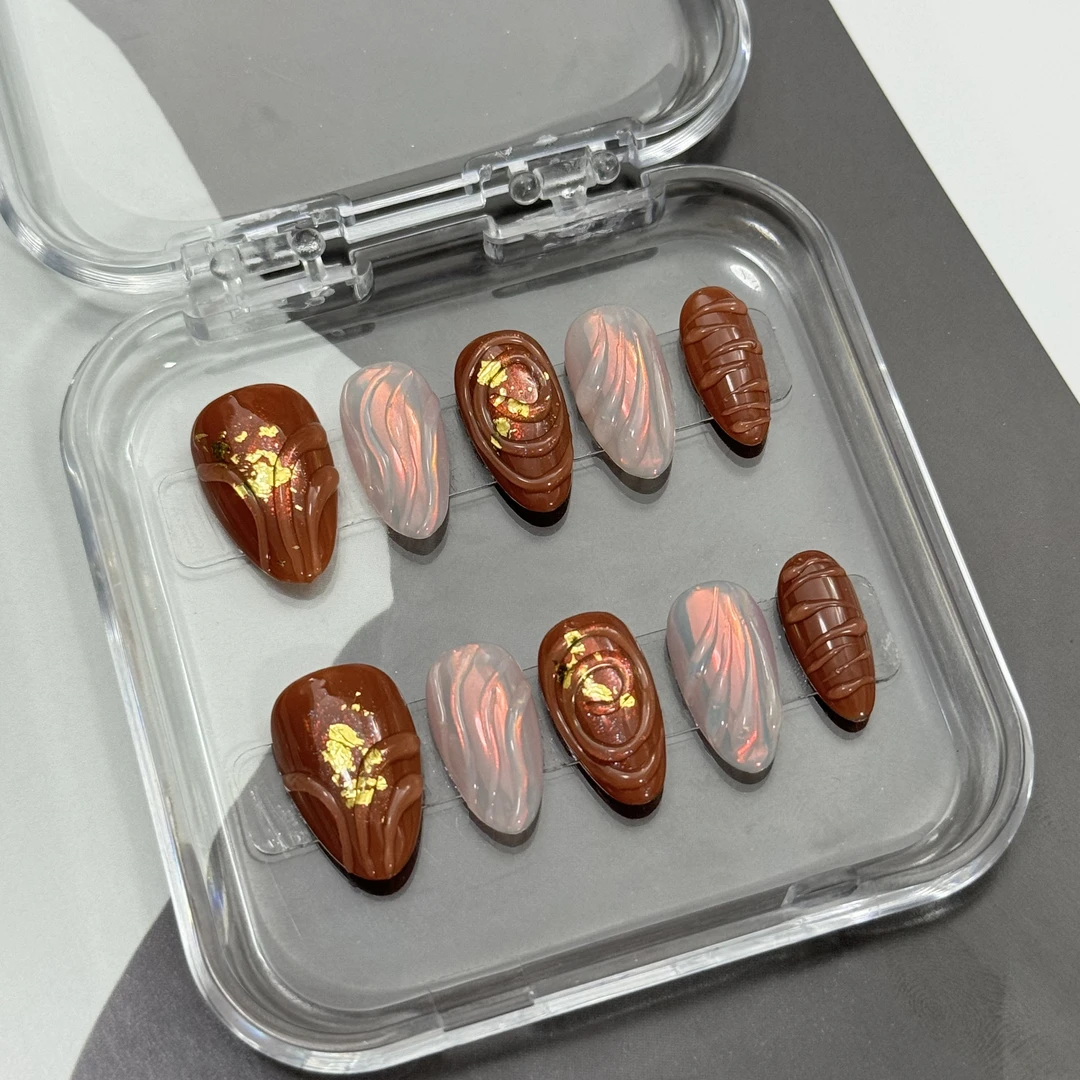 BINGCUI【月光宝盒】立体感 极光水波纹 小众ins 纯手工穿戴甲