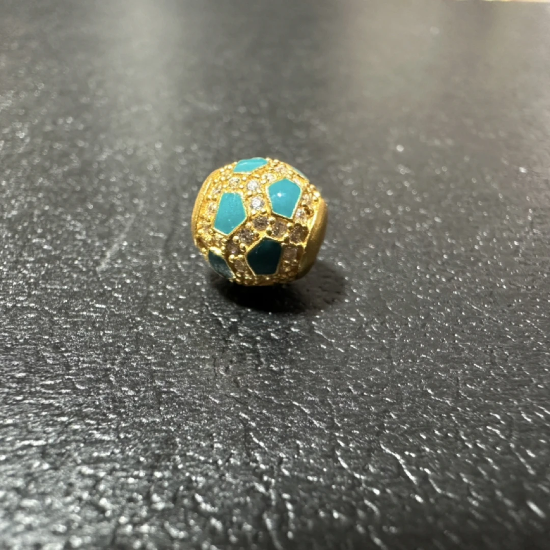 925银银制品 足球配饰k10mm适合6-9mm