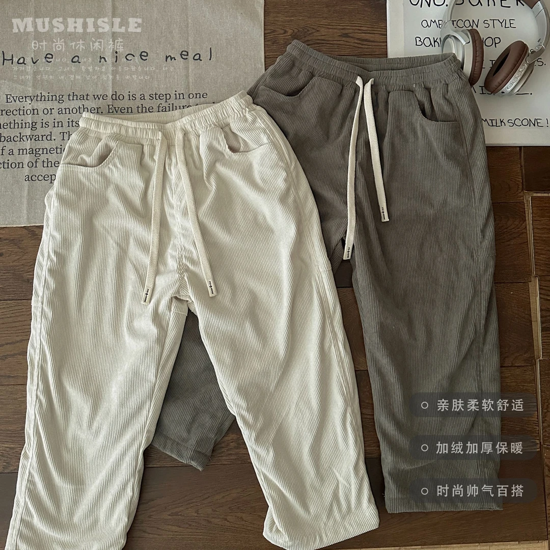 阿又冬季童装男童中大童灯芯绒保暖百搭休闲裤99098D