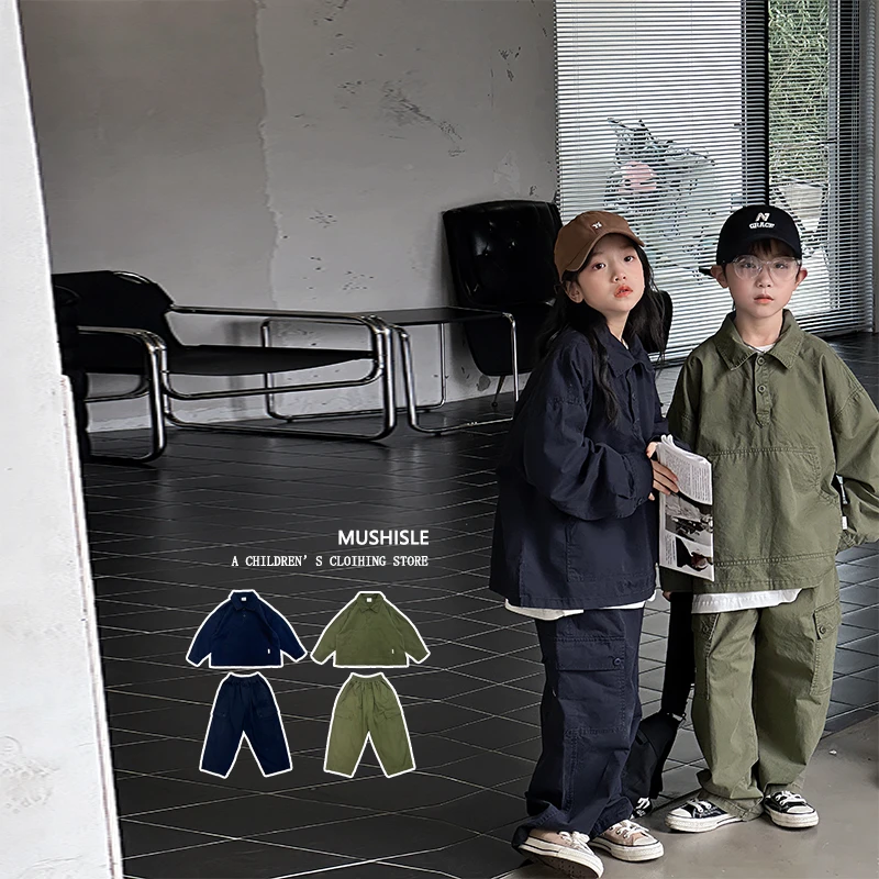 阿又织里春夏童装儿童男童高能感日系翻领套装99121C