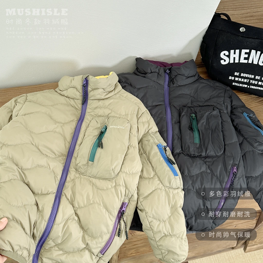 阿又冬季童装儿童男童中大童亲子装撞色羽绒服99060D