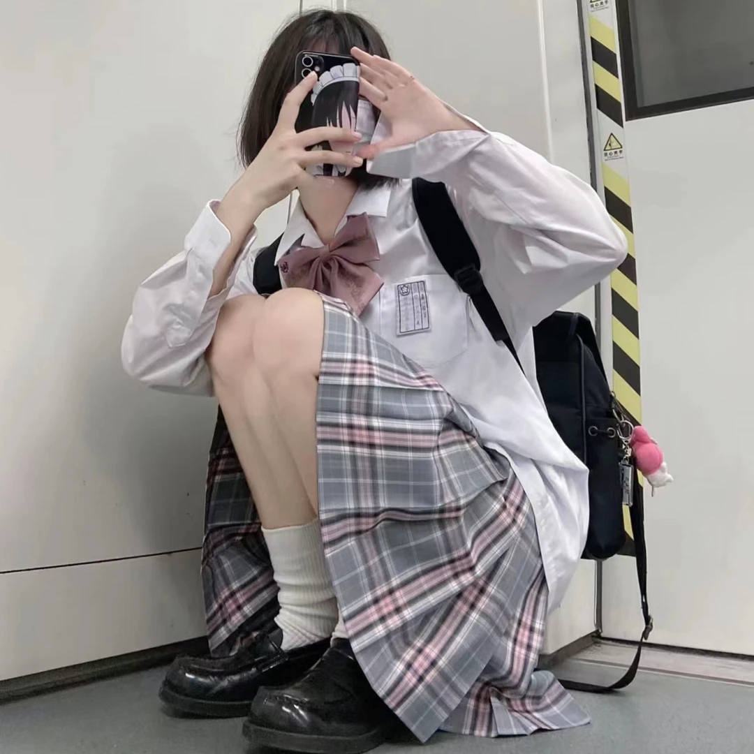 【理科少女】七夕礼物·怀中猫原创正版JK校供日系学院春夏灰粉格