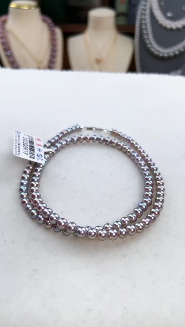 【闪购商品】淡水珍珠项链18K金镶嵌无核正圆4mm极光无暇珍珠