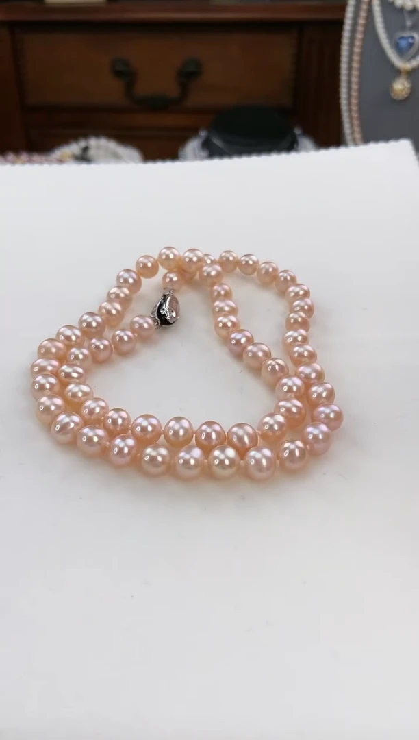 【闪购商品】淡水珍珠项链未镶嵌无核极光7-8mm天然珍珠484