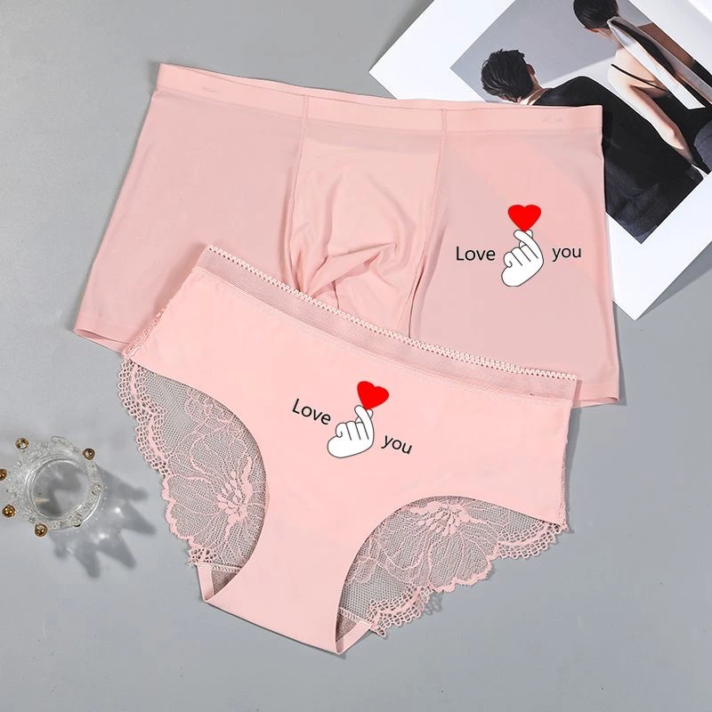 【情侣内裤内衣2条装】蕾丝2025新款性感浪漫情侣舒适夏季比心