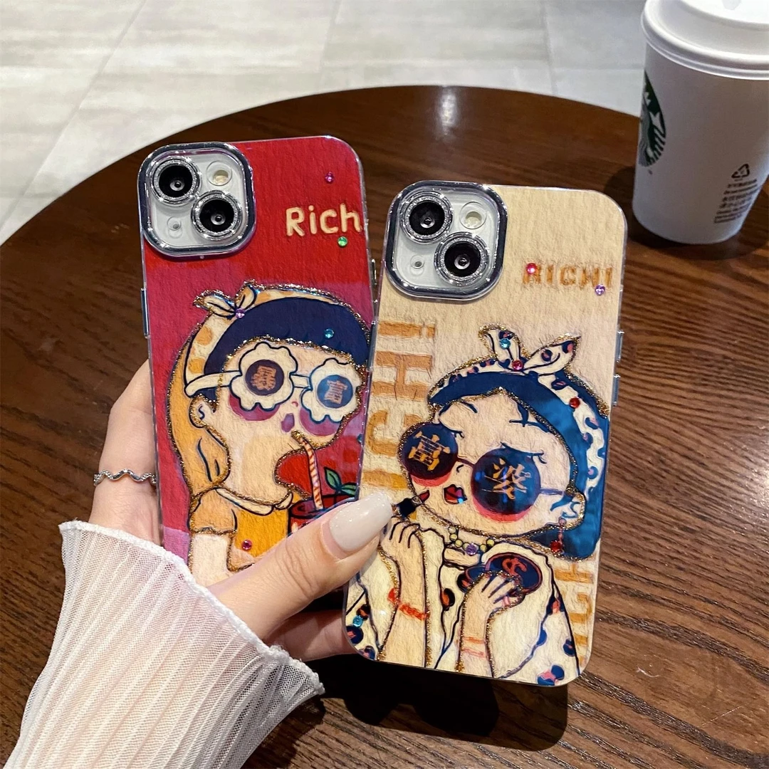 闪粉镜头膜苹果14promax手机壳15情侣iPhone13套防摔12卡通11全包