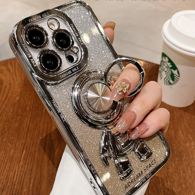 宇航员支架适用苹果15promax手机壳iPhone13全包防摔14电镀12网红