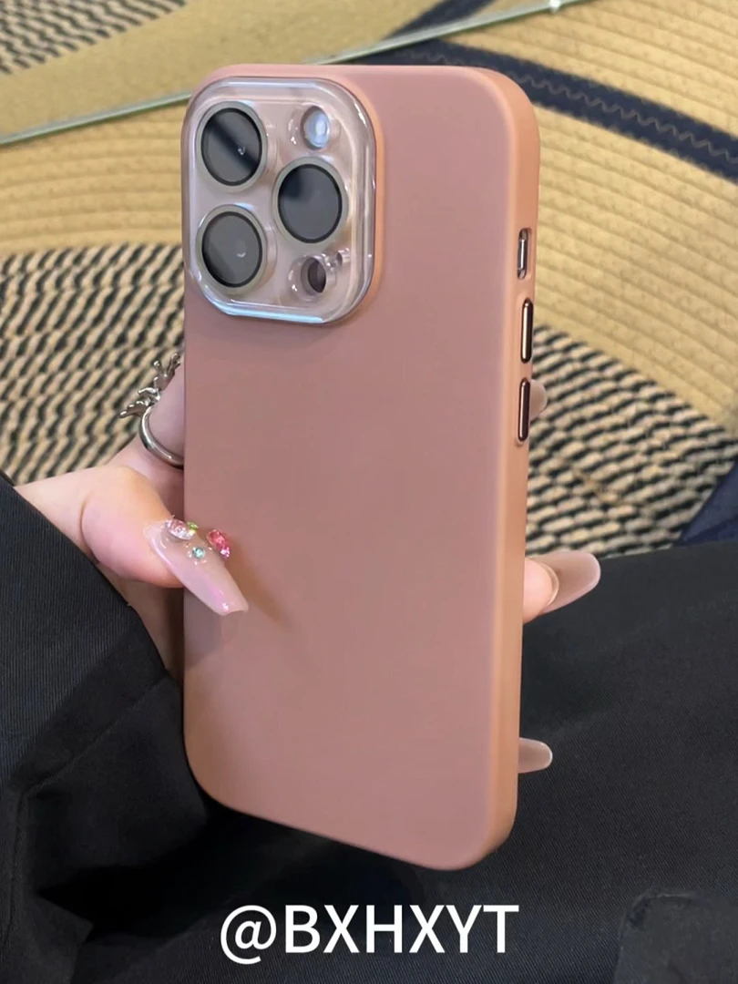 ins小众奶茶色苹果15promax手机壳全包iPhone13硬壳12套11防摔14p
