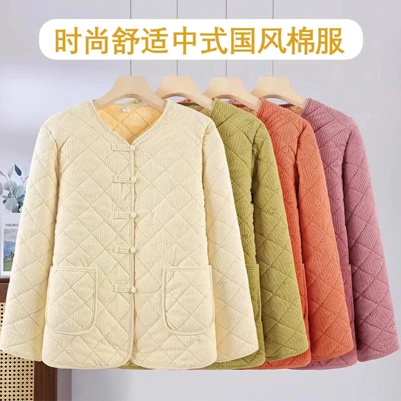 香风2024棉袄秋冬外套短款妈妈菱格宽松棉衣棉服