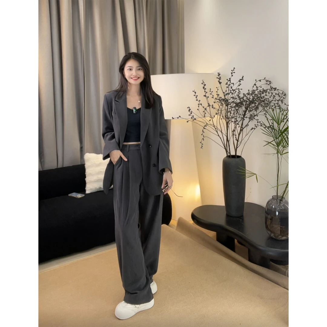 【雅丹】秋冬雾蓝灰西装套装韩版宽松气质时尚秋季网红显瘦遮肉888