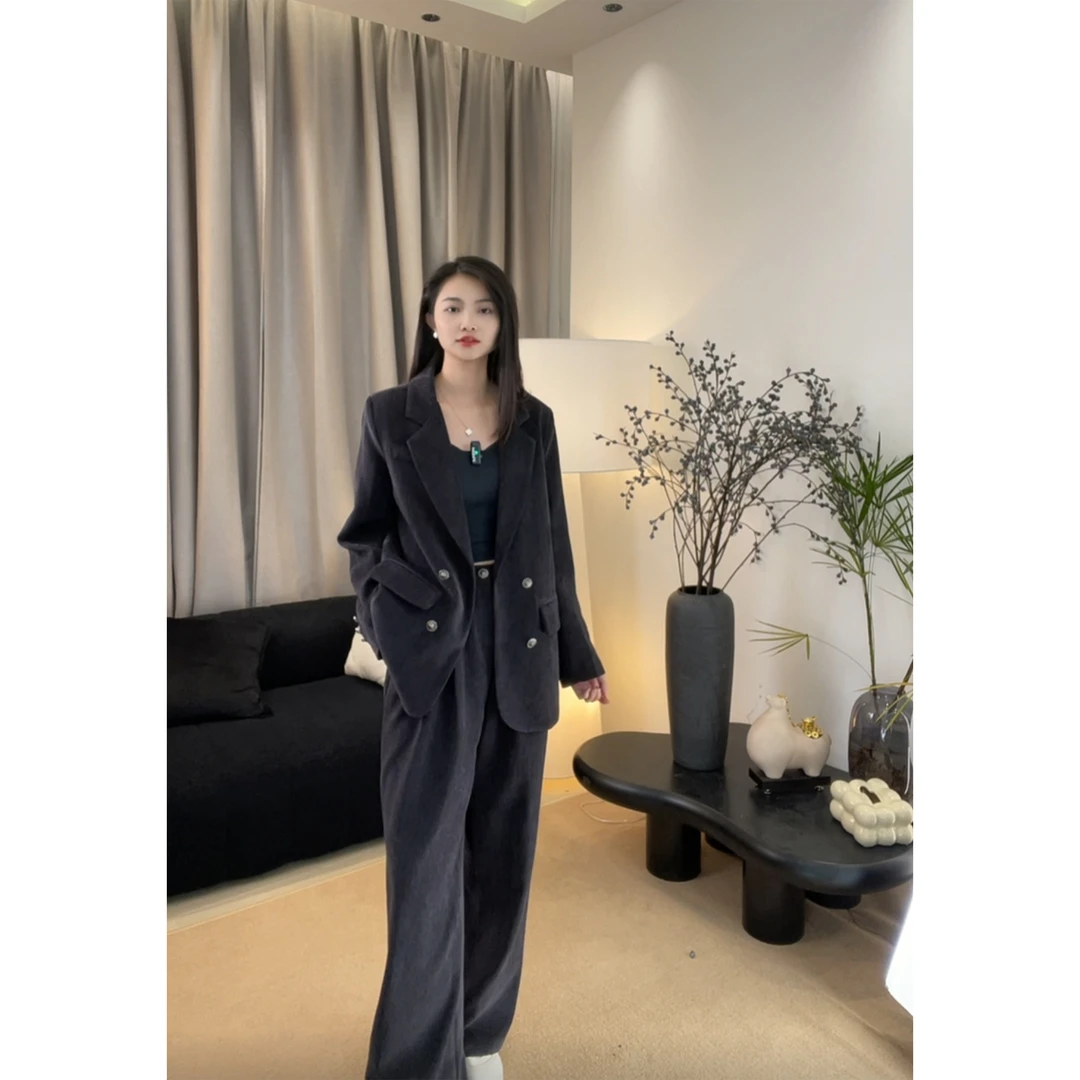 冬季轻奢休闲复古时尚韩系显瘦加棉网红设计师西装套装99-1加棉