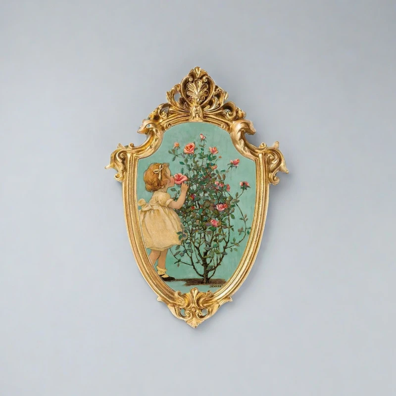 法式复古宫廷轻奢相框挂墙浮雕做旧网红异形欧式雕花金色画框壁挂