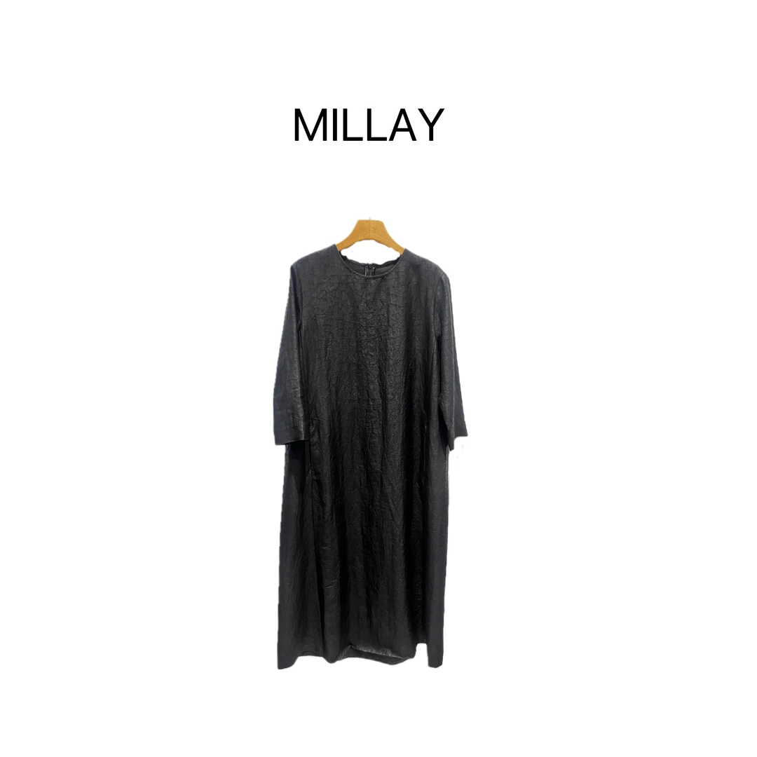 MILLAY-「岁月沉香」新中式美学龟裂纹香云阔版连衣裙