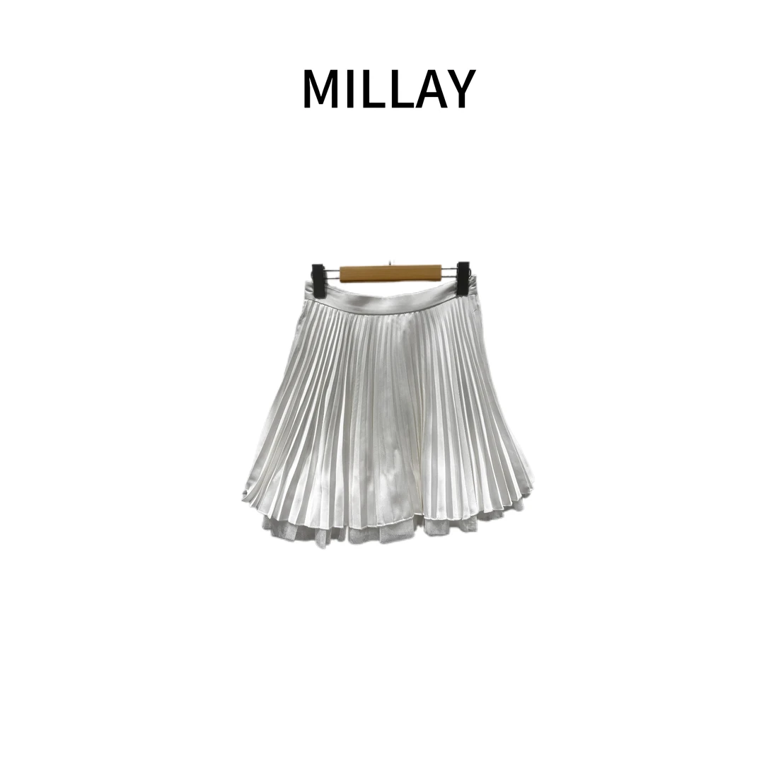 MILLAY-「白月光」减龄感纱质百褶半身裙