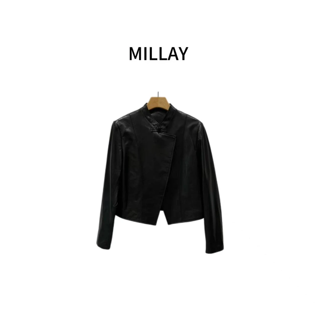 MILLAY-「精致帅气」新中式元素盘扣夹克皮衣