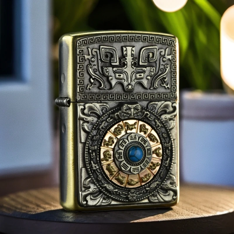 zippo打火机正版九宫八卦十二生肖贴章个性DY9902TZ男士之宝礼物