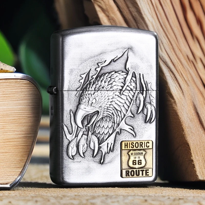zippo打火机精雕雄鹰头66号公路之宝防风送男友新年礼物DY9919DK